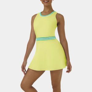HALARA Yellow Mini Dress with Green Accents